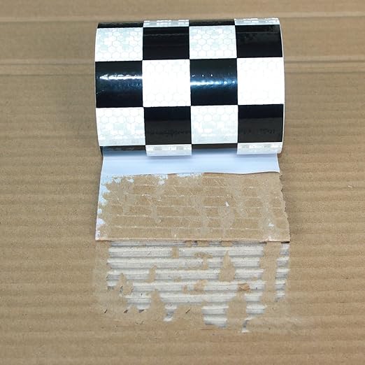 Black White Reflective Tape 4 inch X 10 feet, Outdoor Waterproof Hazard Conspicuity Warning Industrial Marking Tape