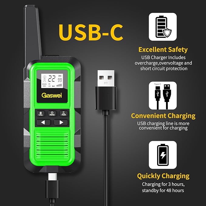 G2pro Walkie Talkies Long Range for Adults, Waterproof, Shock Resistant & Rechargeable Two-Way Radio with VOX 2 Pack(Green)