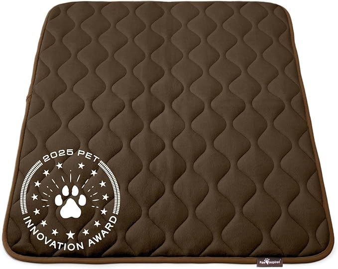 Paw Inspired Washable Padded Crate Mats for Dogs | 41” x 28” Pad, Fits 42-inch Kennels | Leakproof, Waterproof Bottom, Plush Pet Beds (Dark Brown)