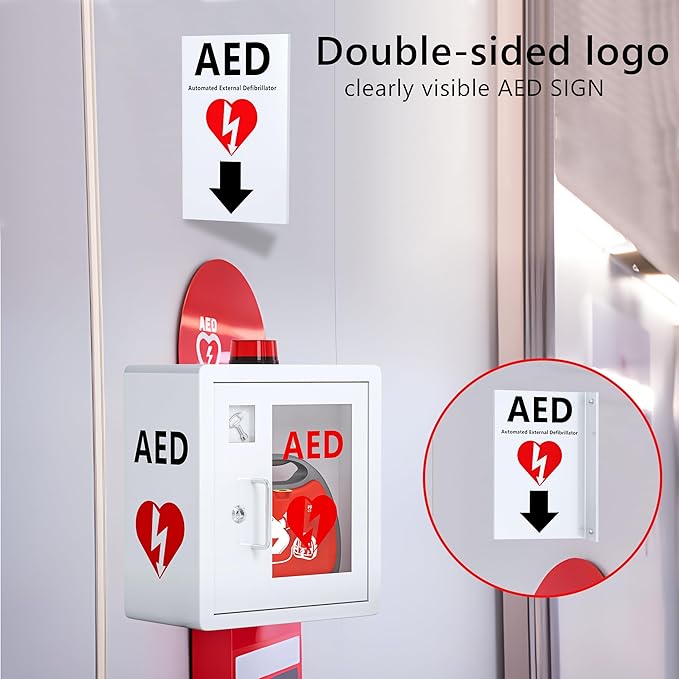 NLShan AED Sign: Double-Sided Acrylic Emergency Sign - Red, Modern and Attention-Grabbing, Wall Mount, 7x9 Inches