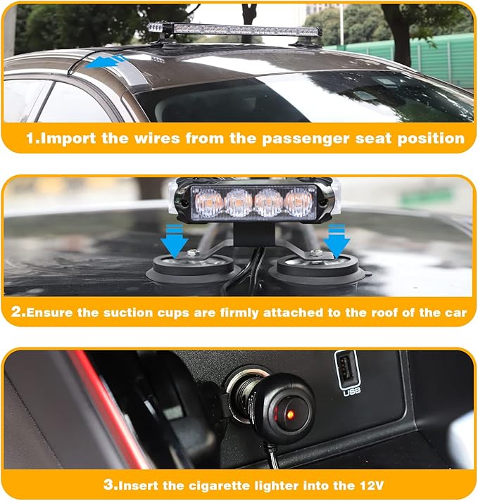 WINECO Amber White 29.5" LED Rooftop Strobe Lights Bar, Double Side Flashing Emergency Hazard Caution Warning Beacon Lightbar w/Magnetic for Construction Vehicles Tow Trucks Vans Tractor Snowplow