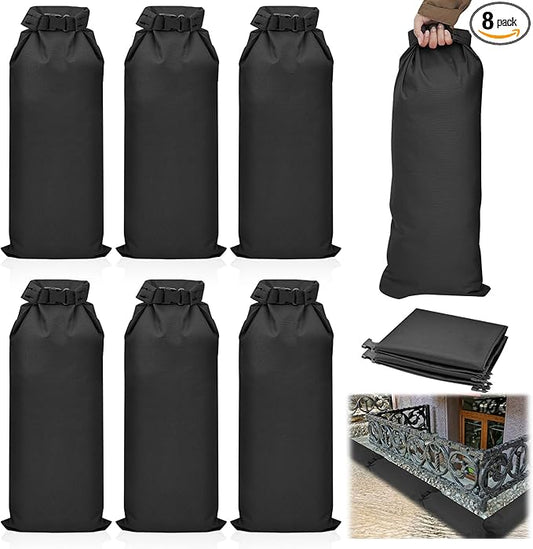 8 Pcs Flood Water Sand Bags Waterproof Sandbags Barrier Reusable Sand Bags with Insert Buckle Flood Protection for Home Door Window Basement Garage Rain Water Control, 28 x 11 Inch(Black)