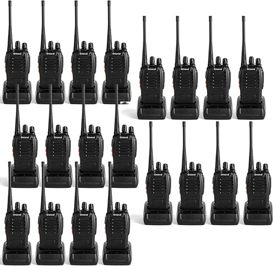 GV-8S Walkie Talkies 20 Pack Rechargeable Two-Way Radios with Earpiece 16 Channel UHF Radio for Adults, Li-ion Battery and Charger Included, Long Range Two Way Radio (Pack of 20)