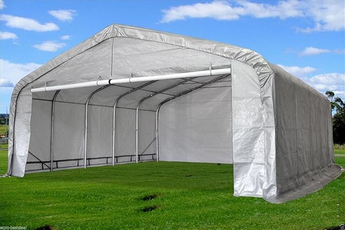 DELTA 20'x22' Heavy Duty Carport with Zipper Doors – Galvanized Steel Frame & Waterproof PE Cover, UV-Resistant, Grey Portable Garage Canopy Shelter (20'x22' Grey)