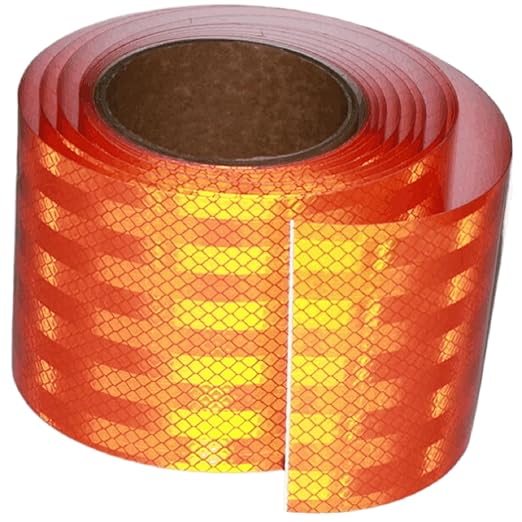 Industrial Non Fading Reflective Tape Orange 4 inch Wide, Outdoor Waterproof High Visibility Safety Warning Adhesive Strips (10 feet)