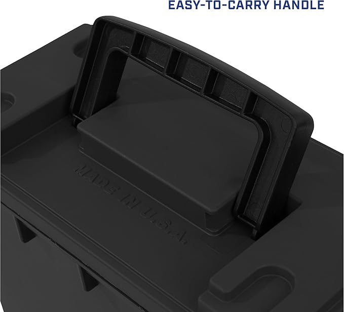 Sheffield 12790 2-Pack Ammo Storage Box, Stackable .30 Cal Field Boxes, Water and Dust Resistant, Lockable Storage Box with Handle, Secures Hunting Gear, Supplies, and Bullets, Made in USA, Black