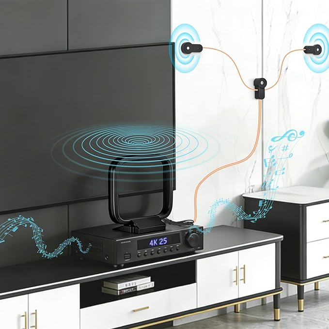 FM Radio Dipole Antenna Indoor AM Loop Antenna 75 Ohm FM Antennas for Yamaha Marantz Pioneer Onkyo Indoor Bluetooth Home Stereo Receiver AV Audio Video Home Theater Receiver Tuner