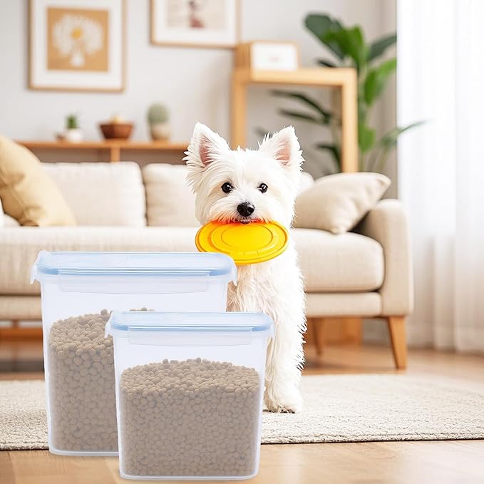 2Pack Dog Food Storage Container,4L/6L Dog Treat Container with Pour Spout,Airtight Pet Food Storage Container with Lid, BPA Free, Kibble Container, for Pet, Cat, Dog, Bird Seed（Blue）