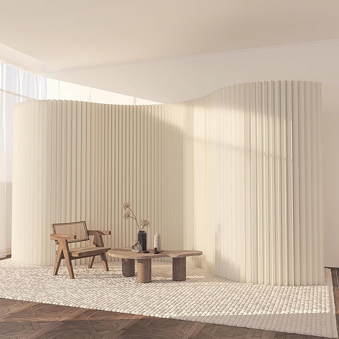 Paper Room Divider, Folding Privacy Screen Lightweight Stretchable Accordion Room Divider Wall, Portable Paper Wall Divide for Home, Office, Clothing Shop (White, L：118in x W: 17in x H：95in)