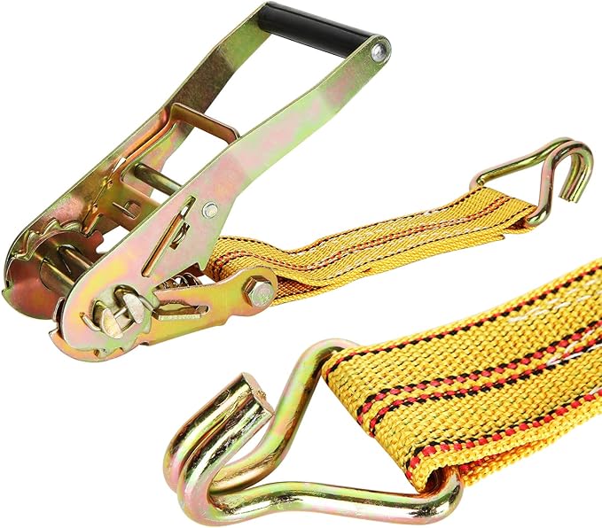 HUBun4 Pack Ratchet Tie Down Straps, 2" x 20 Feet, 8,000 lbs Break Strength, Heavy Duty Cargo Lashing Straps with Double J Hooks for Trucks, Trailers, and Moving