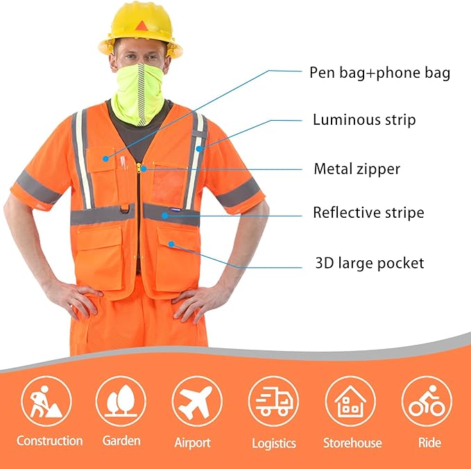 A-SAFETY class 3 safety vests Glow vest