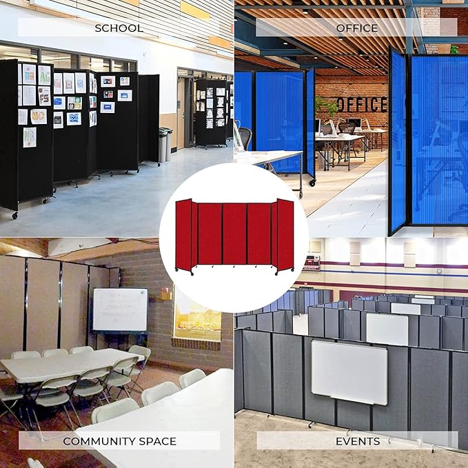 Versare Room Divider 360 Portable Wall Partition | Folding Panels | Large Freestanding Divider | Locking Wheels | Temporary Room Separator | 25' x 7'6'', Mocha