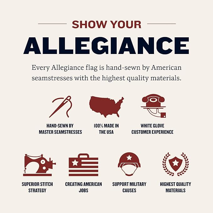 Allegiance Flag Supply Pre-Assembled American Flag Set | American-Sourced Nylon Fabric, Embroidered Stars, Hand-Stitched | Proudly Made in USA (3' x 5')