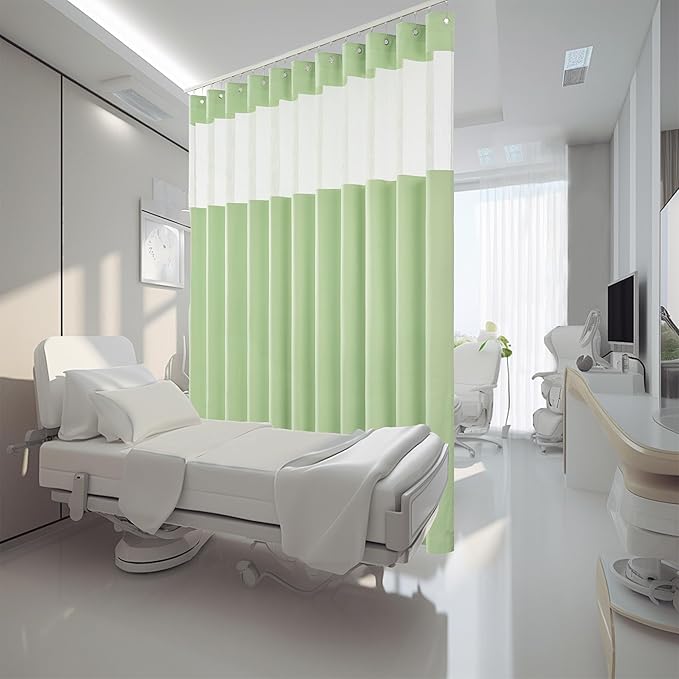 Cniuyhi Inherent Flame Retardant Hospital Curtains, Cubicle Medical Grommet Curtains for Room Divider, School Nursery, Hospital(1 Panel, Green, 9x8ft)