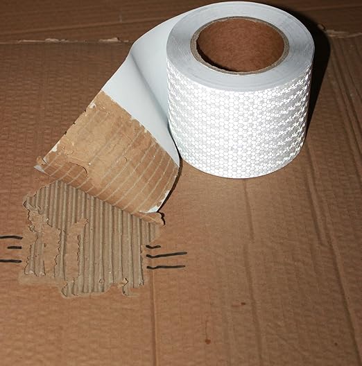 White Reflective Tape Outdoor Waterproof 4 inch Wide, High Visibility Warning Safety Industrial Marking Tape (68 feet)