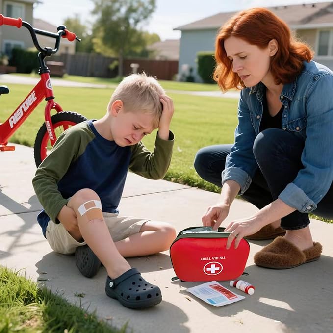 First Aid Kit 196 Piece Waterproof Hard Shell Portable Survival Kit for Home, Camping, Cars, Hiking, Travel, Outdoor, Adventure Emergency Medical Kits (Vermilion)