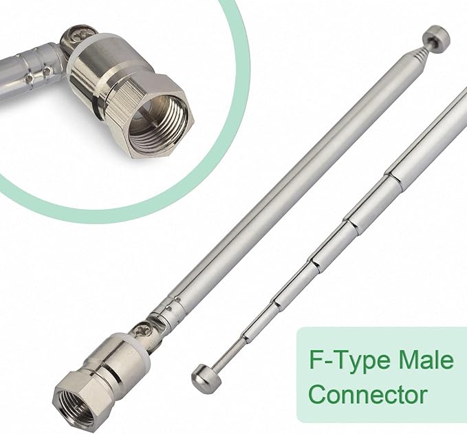 Superbat FM Telescopic Antenna Kit 75 Unbal F Type Connector DAB Radio Replacement Antenna for TV AM FM Radio Stereo Receiver Bose Wave etc.