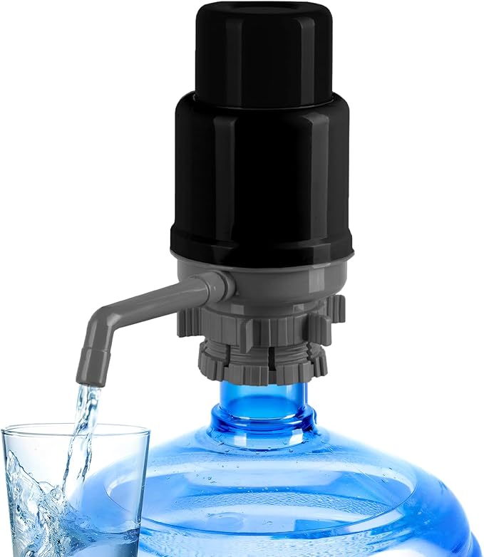 Manual Water Pump for 5 Gallon Bottle – Universal Fit for Crown Top and Screw Top Jugs - Adjustable Tubs, Protective Spout Cap, Cleaning Brush, BPA-Free Food-Grade Materials – 5 Gallon Water Pump