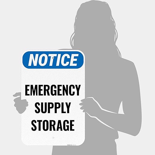 Notice Emergency Supply Storage Sign, 12x18 Inches, 3M EGP Reflective .063 Aluminum, Fade Resistant, Made in USA by Sigo Signs