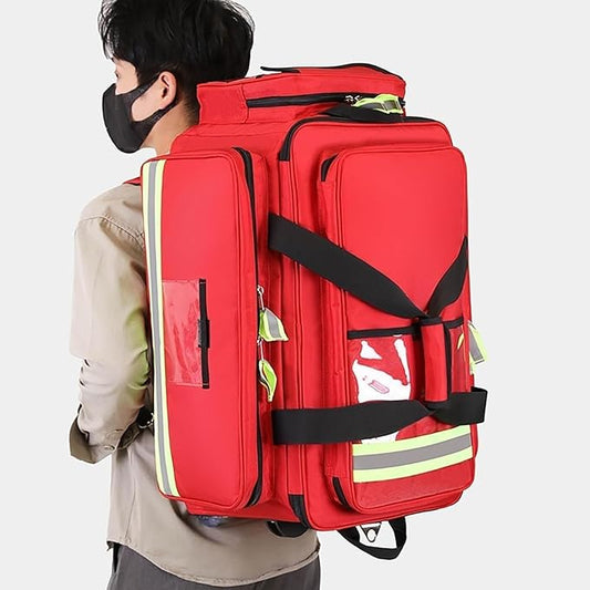 Rolling First Aid Kit Bag with Waterproof Trolley, Large Capacity Trauma Medical Bag for Home Health, EMT, EMS, Doctors, Nurses - Detachable Compartments Included