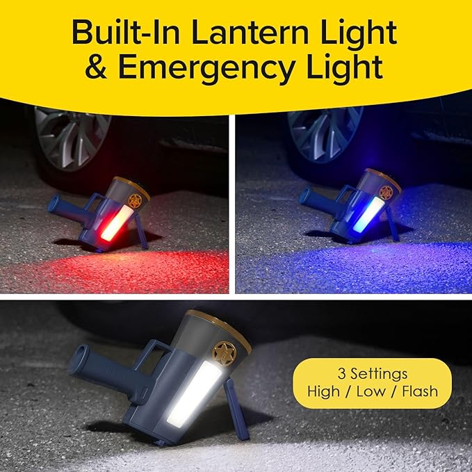 Star Patrol Mega-Bright Rechargeable Spotlight, AS SEEN ON TV, Tactical & Emergency Flashlight, 10 Modes, Turbo Boost Up to 100%, Built-in Kickstand & Phone Charger, for Camping, Emergencies, Walking