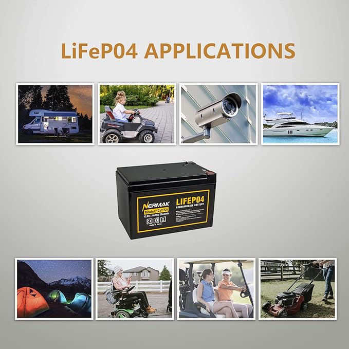 12V 16Ah Lithium LiFePO4 Deep Cycle Battery, 2000+ Cycles Lithium Iron Phosphate Rechargeable Battery for Solar/Wind Power, Lighting, Scooters, UPS, Power Wheels, Fish Finder, Built-in 16A BMS