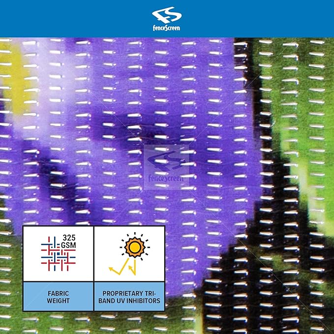 FenceScreen Morning Glory Purple Scenic Designer Fence Screen (6ft x 25ft)