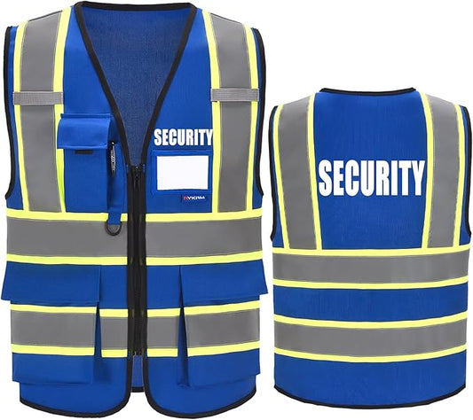 AYKRM Security Vest for Men Women 7 Pockets High Visibility Reflective Safety Vest Front Zipper Meets ANSI/ISEA