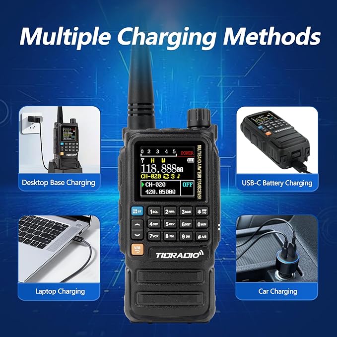 TIDRADIO TD-H3 Plus GMRS Handheld Radio Long Range Walkie Talkies USB-C Charging & Wireless Programming Multi-band Rechargeable Two Way Radios 2500mAh Battery NOAA Weather Radio Frequency Copy -2 Pack