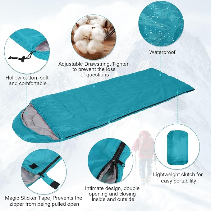 Macarrie 10 Pcs Bulk Sleeping Bags for Homeless Donation Shelter Adults 0 Degree Waterproof Sleeping Bags with Compression Sack for Cold Weather Emergency Hiking Camping Warm