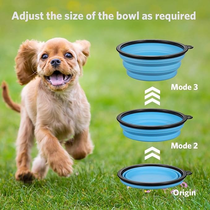 Collapsible Pet Bowl Set, 12oz Travel Dog Bowls with Carabiners, Portable Foldable Design, 6 Pack