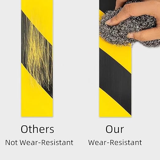 SWRT 2 Roll 2 Inch x 110FT Black & Yellow Hazard Tape Warning Safety Stripe Tape for Floor Marking, Strong Adhesive Wear Resistance Warterproof Caution Tape Roll Ideal for Walls, Floors(2 Roll)