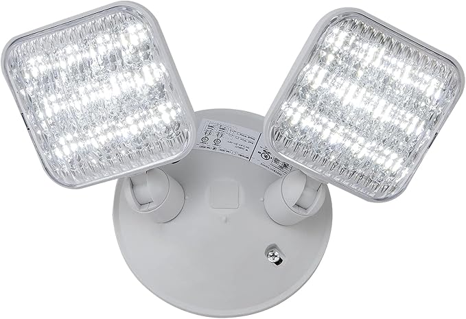 TANLUX Emergency Remote Head Lighting, 1 Pack Double Head Emergency Light, UL Listed, Multi Voltage 3.6 to 24 Volt Input, 2 by 3 Watts, 2 by 180 Lumen, White