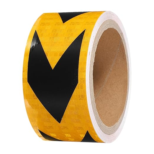 PATIKIL Reflective Tape, 2 Inch x 20 ft Waterproof Self Adhesive High Visibility Safety Warning Arrow Tape Outdoor Reflectors for Trucks Trailers Cars, Yellow Black
