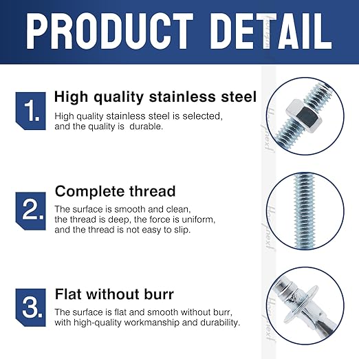 3/8" x 4-1/2" Wedge Anchor, for Cement and Concrete only, zinc-Plated Carbon Steel Screws and lag Bolts （ 50 pcs