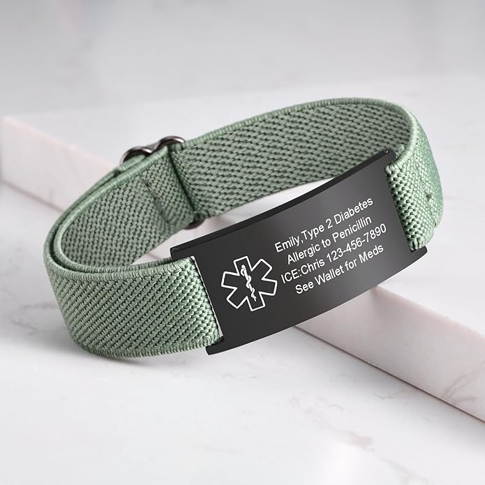 VNOX Medical Alert Bracelets for Men & Women Kids with Free Engraving Adjustable Stainless Steel Mesh Emergency Medical ID Bracelets Wristband