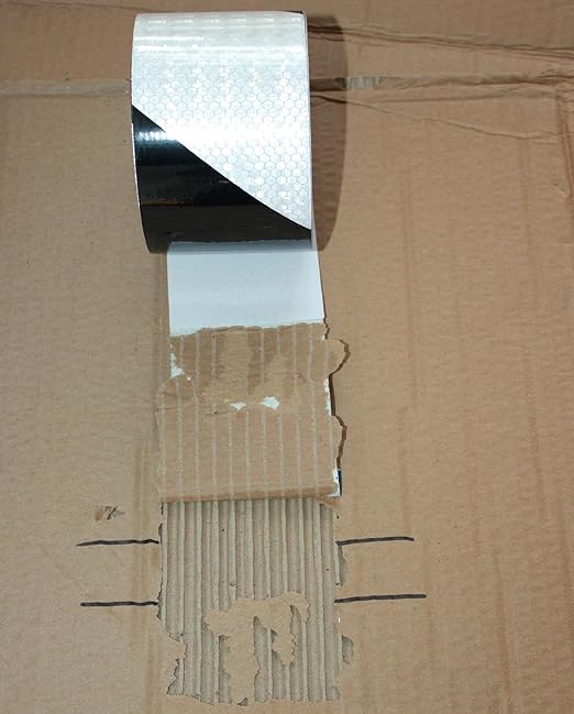 Black White Reflective Tape Outdoor Waterproof 3 inch X 66 feet, High Visibility Hazard Conspicuity Safety Industrial Marking Tape