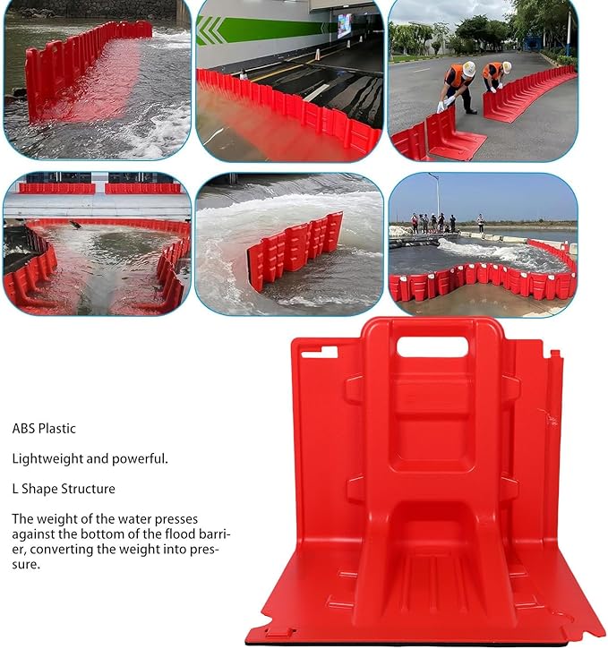 Flood Protection Barrier, ABS L Type Flood Control Box Wall Removable Combination Water Barrier for Garage Basement, Reusable Emergency Flooding Box Wall