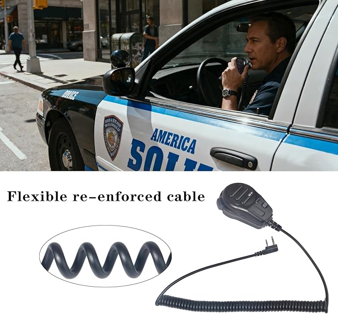 UAYESOK QX-18 Handheld Radio Magnetic Mic, 2 pin K-Type for Kenwood Baofeng Retevis, Walkie Talkie Speaker Mic for Vehicle Car Truck Fleet Off-Road Warehouse Construction (Black)