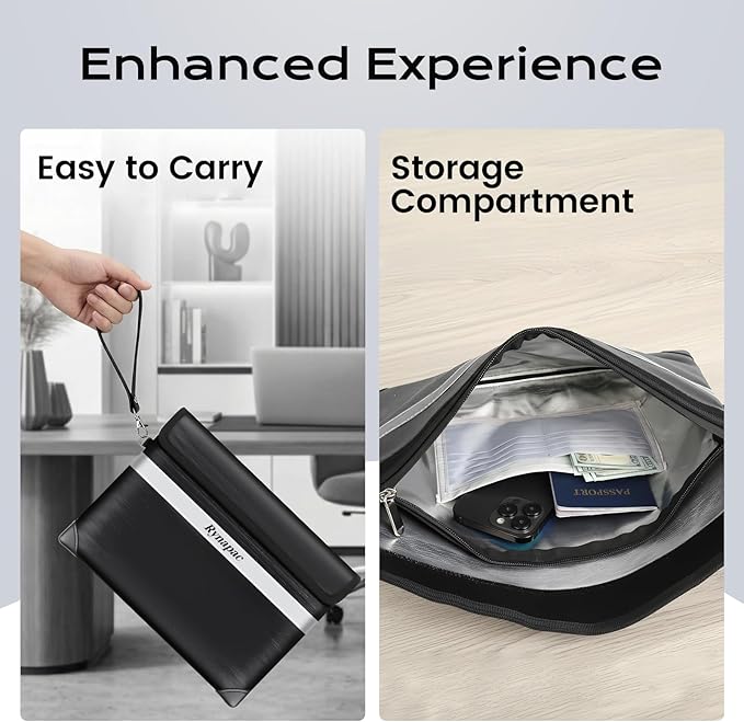 Fireproof Document Bag Upgraded 4200°F, 14.2”x 10.2”Waterproof Fireproof Money Bag for Cash with zipper, Important Document Organizer for Home, Office, and Travel, Legal Documents Safe