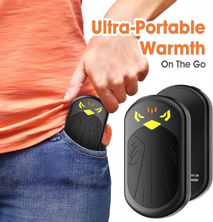 Hotdot Hand Warmers Rechargeable, Heat Levels (104–131°F), Real-Time Temp & Battery Display, Electric Hand Warmers, Fast Heating, Fits in Gloves/Pocket, Gifts for Women & Men