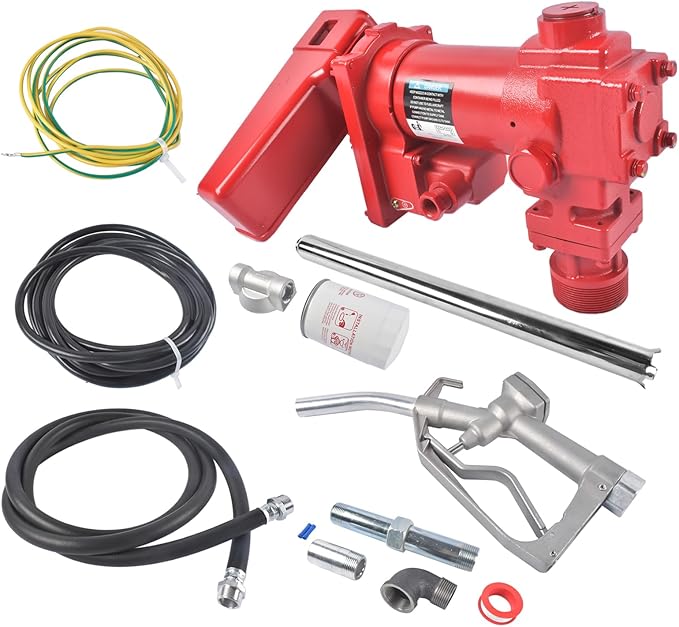 20 GPM 12V Fuel Transfer Pump with Manual Nozzle & Particulate Filter, High Flow Gas Iron Heavy Duty DC Transfer Pump for Gasoline, Diesel Fuel, Kerosene, Biodiesel Vahaha