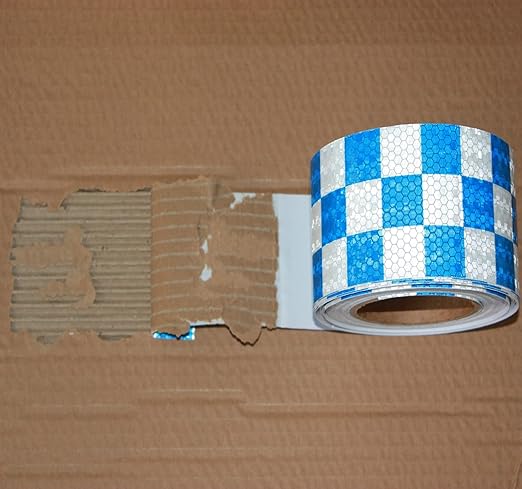 Reflective Tape Blue White 3 inch Wide for Automobile, Outdoor Waterproof High Visibility Safety Warning Adhesive Strips (66 feet)