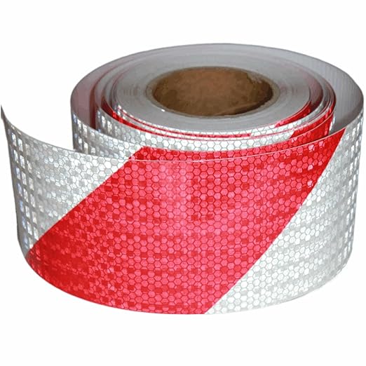 Reflective Tape Red and White 4 inch X 66 feet, Outdoor Waterproof Hazard Conspicuity Warning Industrial Marking Tape