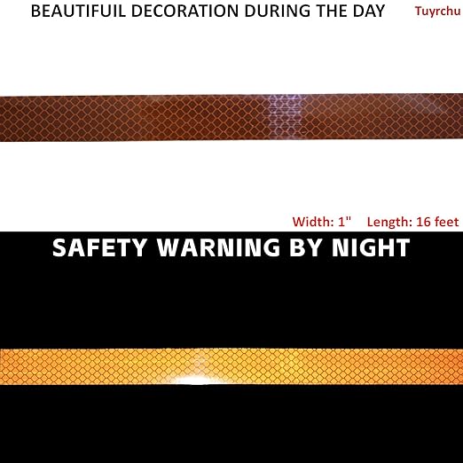 Brown Non Fading Reflective Tape Outdoor Waterproof 1 inch Wide for Truck, High Visibility Safety Adhesive Stickers (16 feet)
