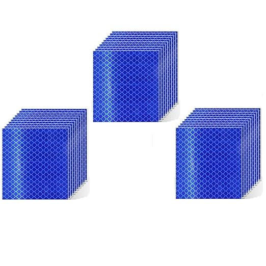 Blue Reflective Stickers 2 inch X 2 inch, Outdoor Waterproof High Visibility Warning Safety Adhesive Reflector Tape (30 Pcs)