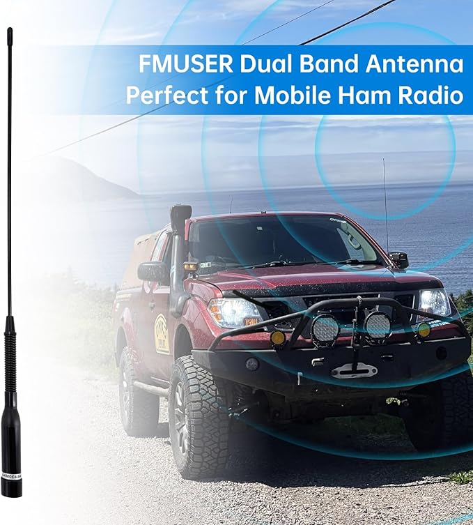 UV200 Dual Band Antenna,15 Inch Heavy-Duty Spring 144/430MHz Ham Radio Antenna, Perfect for Mobile Ham Radio Station