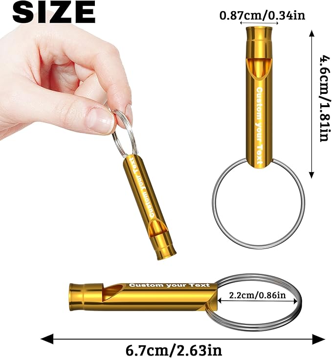 20 Pcs Custom Emergency Whistles with Keychains, Personalized Loud Safety Survival Whistle Engraved with Name/Text, Bulk Whistles for Outdoor Sports, Camping, Hiking, Boating, Hunting