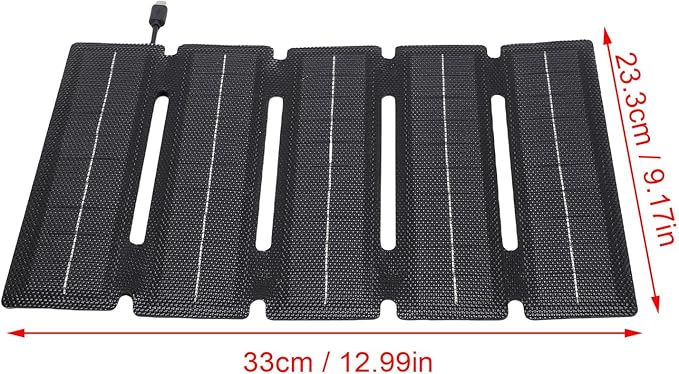 25W ETFE Foldable Solar Panel Ultra Thin Monocrystalline Portable Solar Charger with Innovative 5 Fold Design for Outdoor Camping, Hiking, Travel, Smartphones, USB Devices