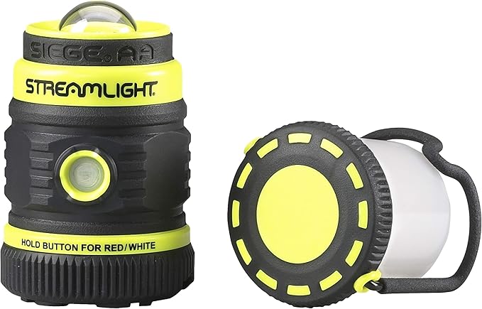 Streamlight 44943 Siege AA 200-Lumen Lantern with White & Red LEDs and Magnetic Base for Camping & Emergencies, Yellow